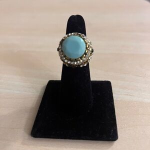 Elegant Faux Turquoise and Gold Women's Ring